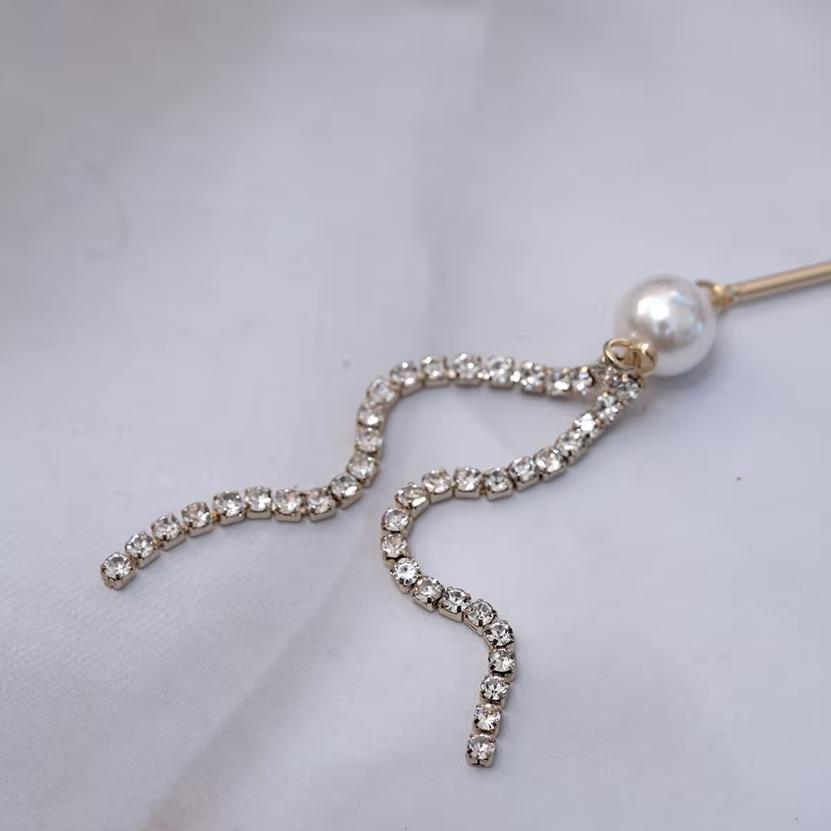 金色珍珠流蘇晶鑽&times;單邊耳掛-第3張