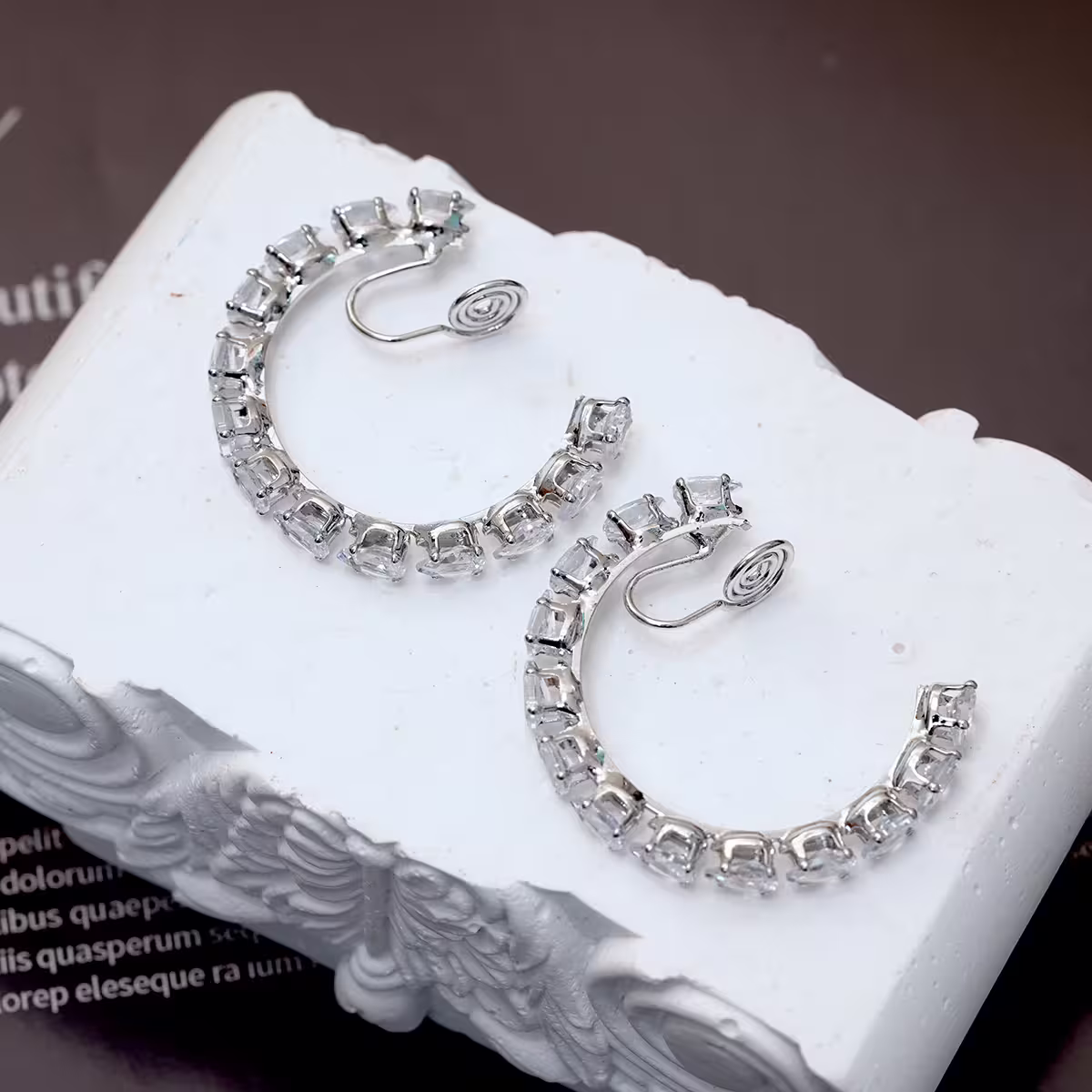 鑲鑽圓環&times;蚊香盤U型耳夾-第3張