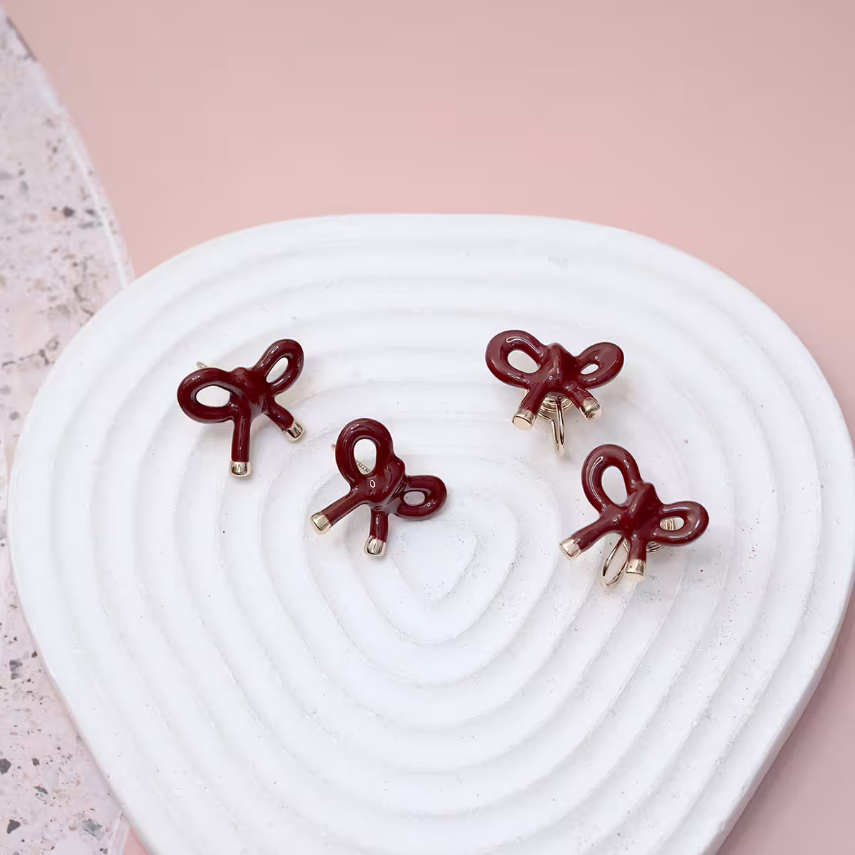 紅色蝴蝶綁結&times;蚊香盤U型耳夾-第4張