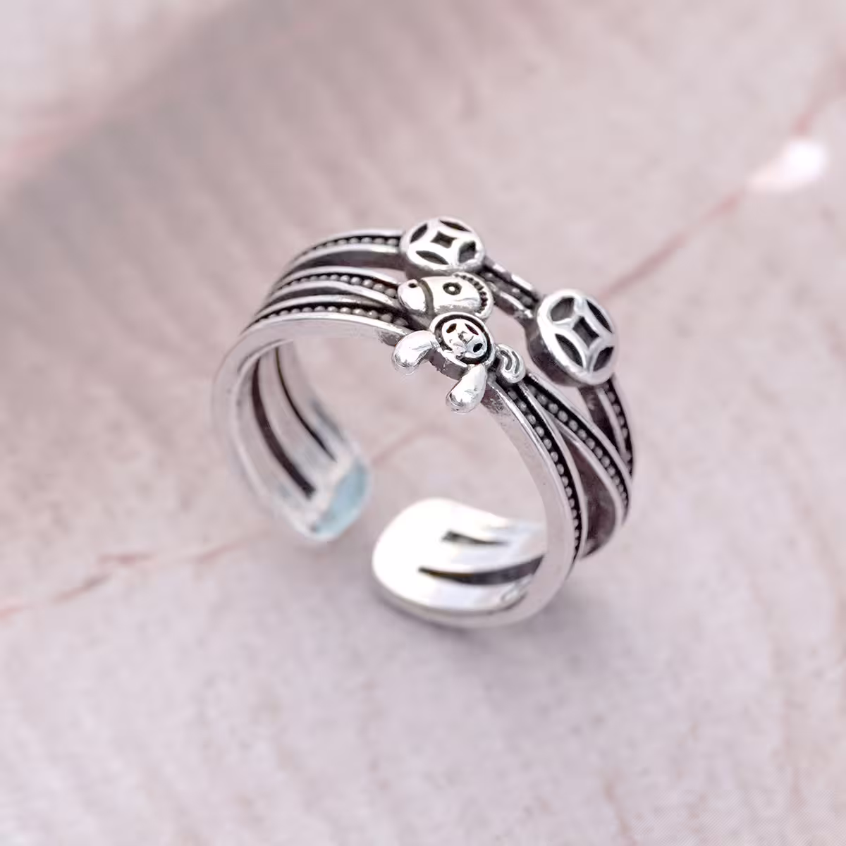 925銀飾&times;馬上有錢&times;開口戒指-第1張