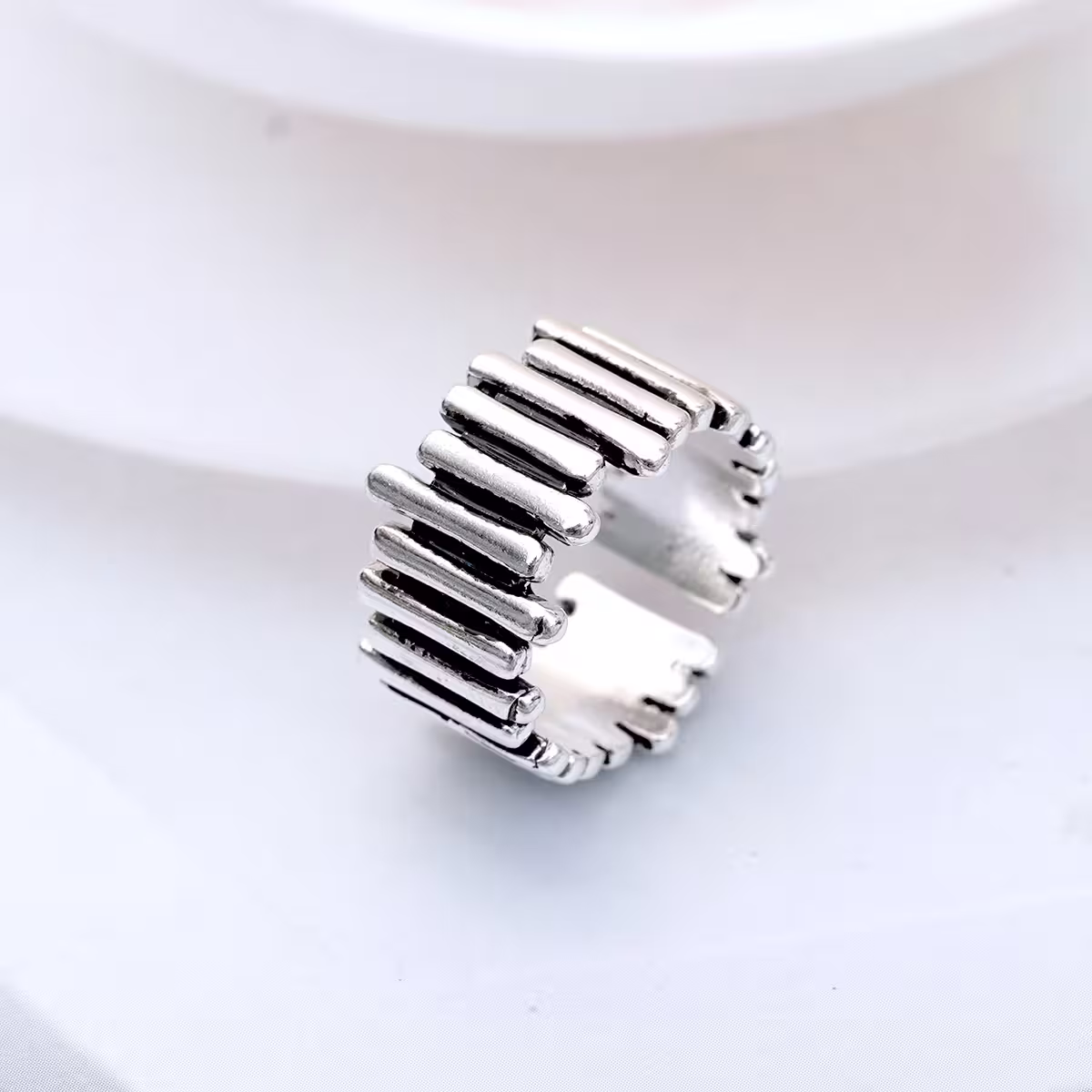 925銀飾&times;波浪柵欄&times;開口戒指-第1張