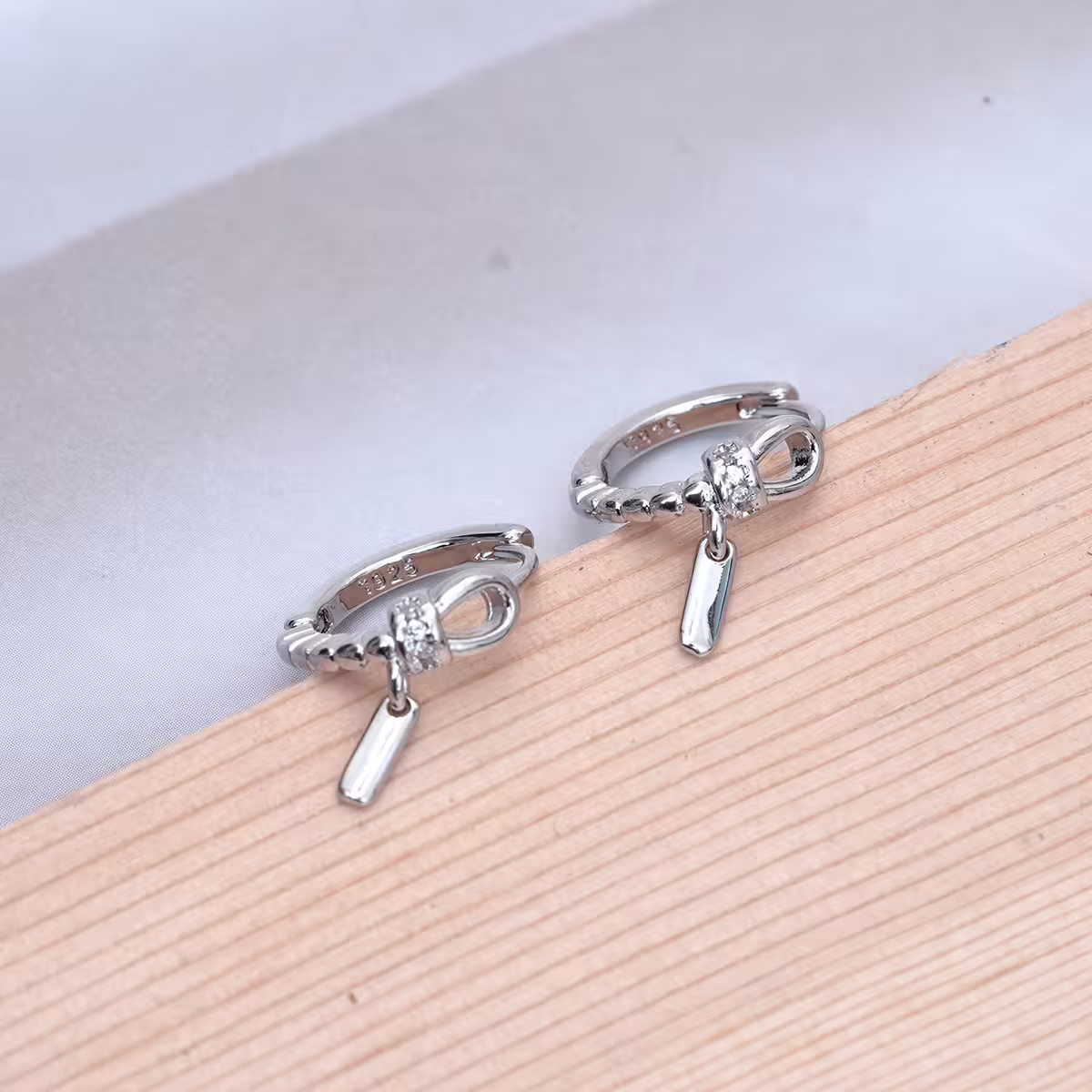 925銀針&times;繩結垂吊小銀牌&times;耳扣-第1張