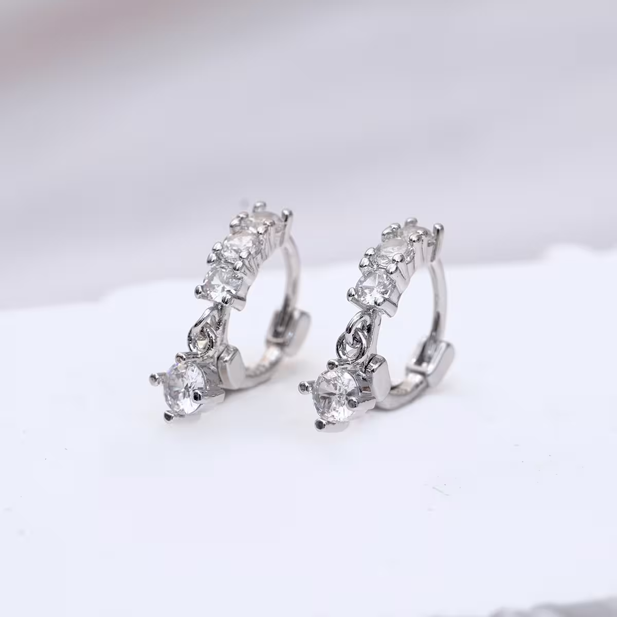925銀針&times;單排鋯石垂鑽&times;耳扣-第2張