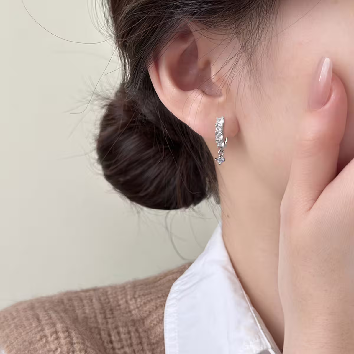 925銀針&times;單排鋯石垂鑽&times;耳扣-第6張