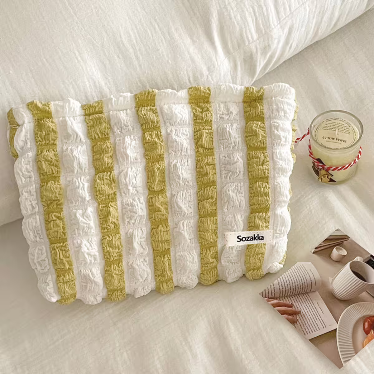 泡芙雲朵包&times;化妝包&times;黃條紋-第2張