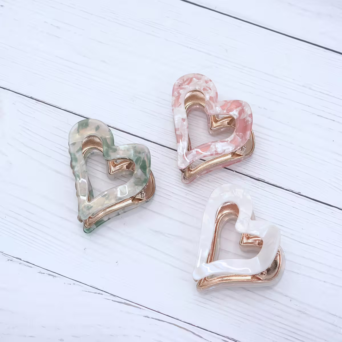 心型幻彩醋酸&times;鯊魚夾&times;共三色-第1張