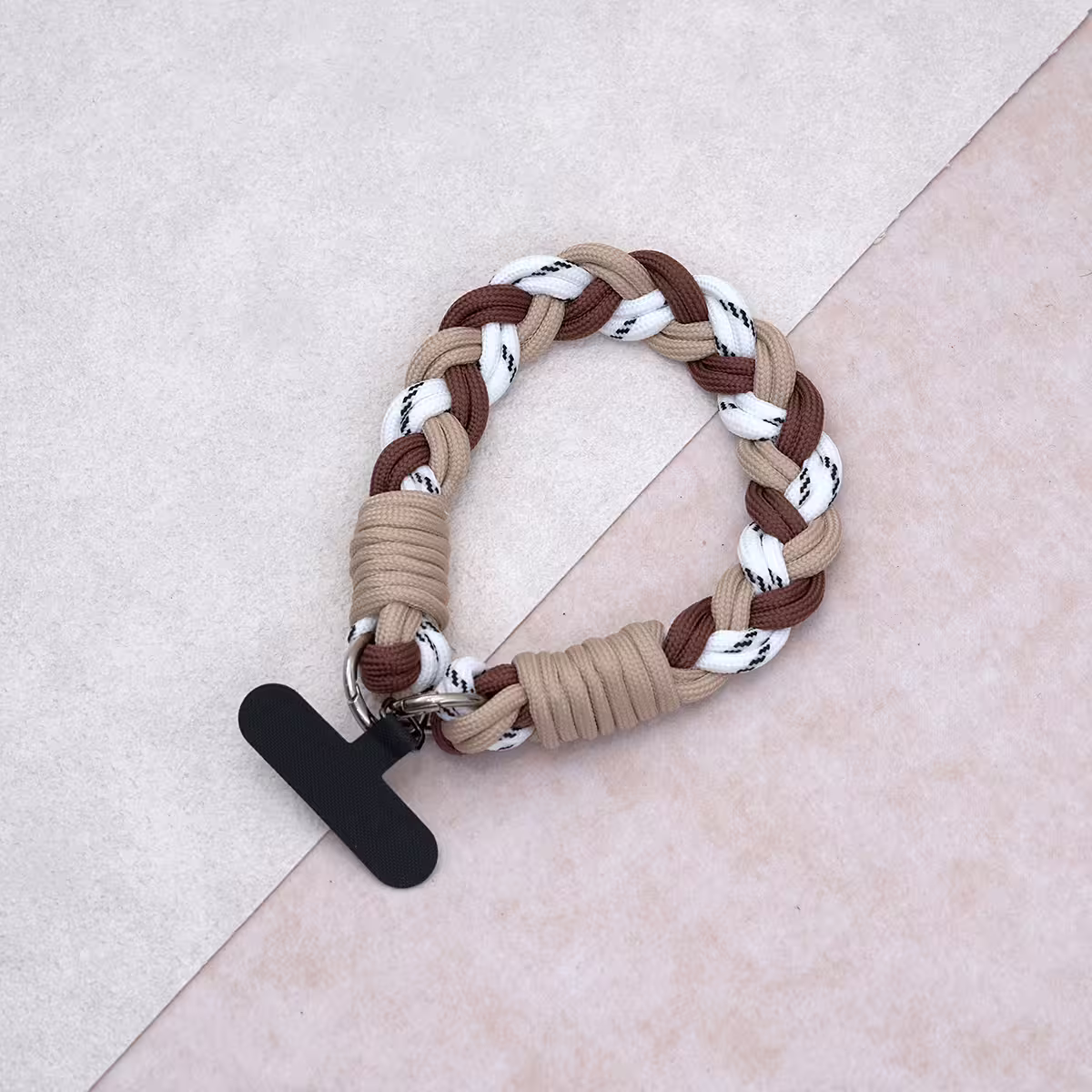 三色麻花辮&times;手機腕帶掛繩&times;棕咖白-第1張