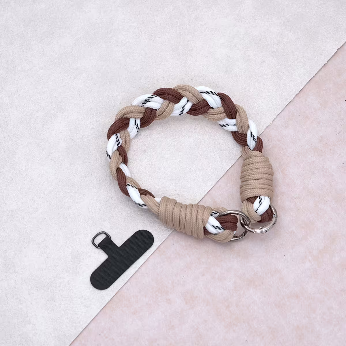 三色麻花辮&times;手機腕帶掛繩&times;棕咖白-第2張