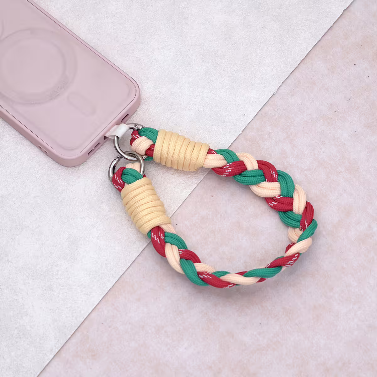 三色麻花辮&times;手機腕帶掛繩&times;紅綠橘-第4張