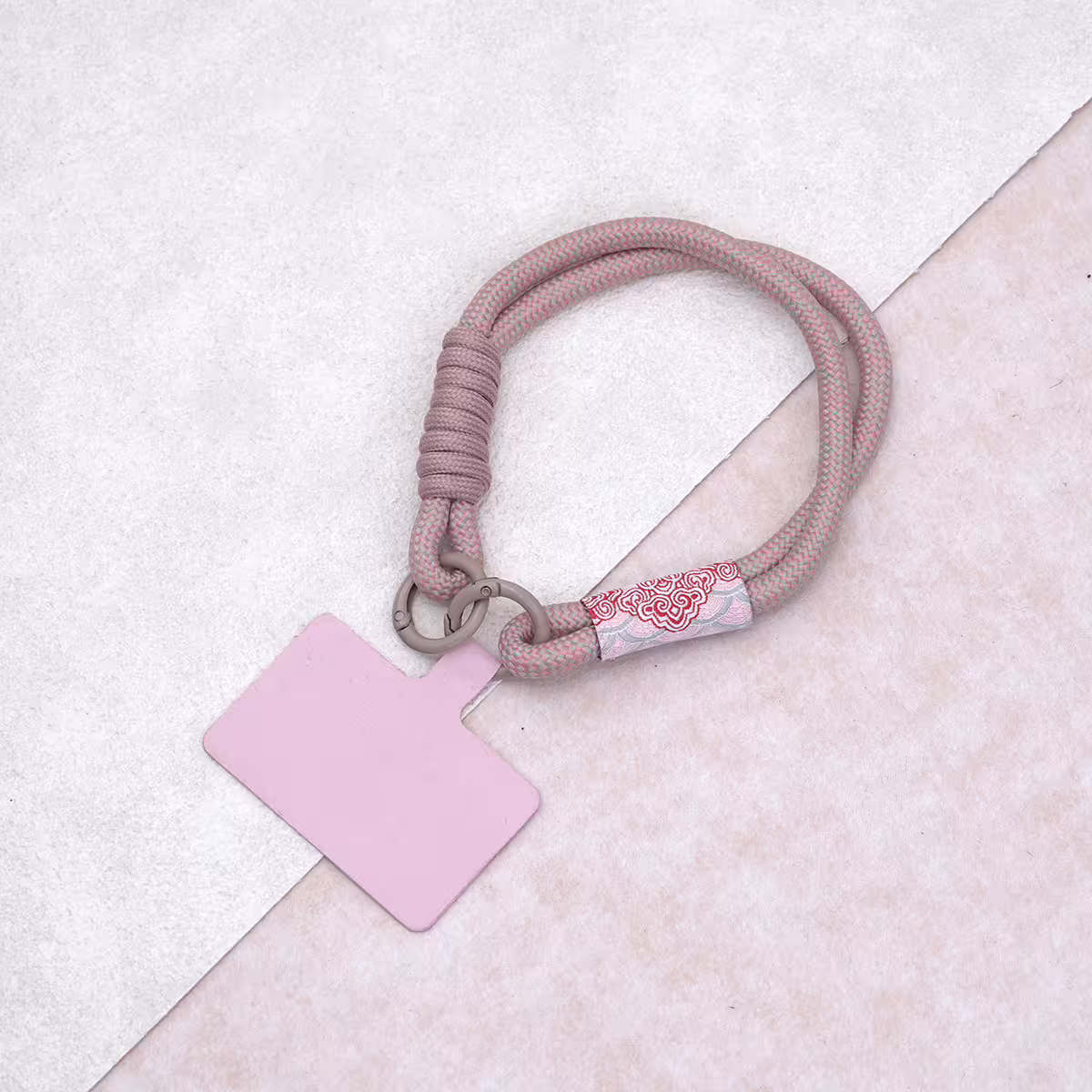 雙線古風祥雲&times;手機腕帶掛繩&times;淡粉-第1張