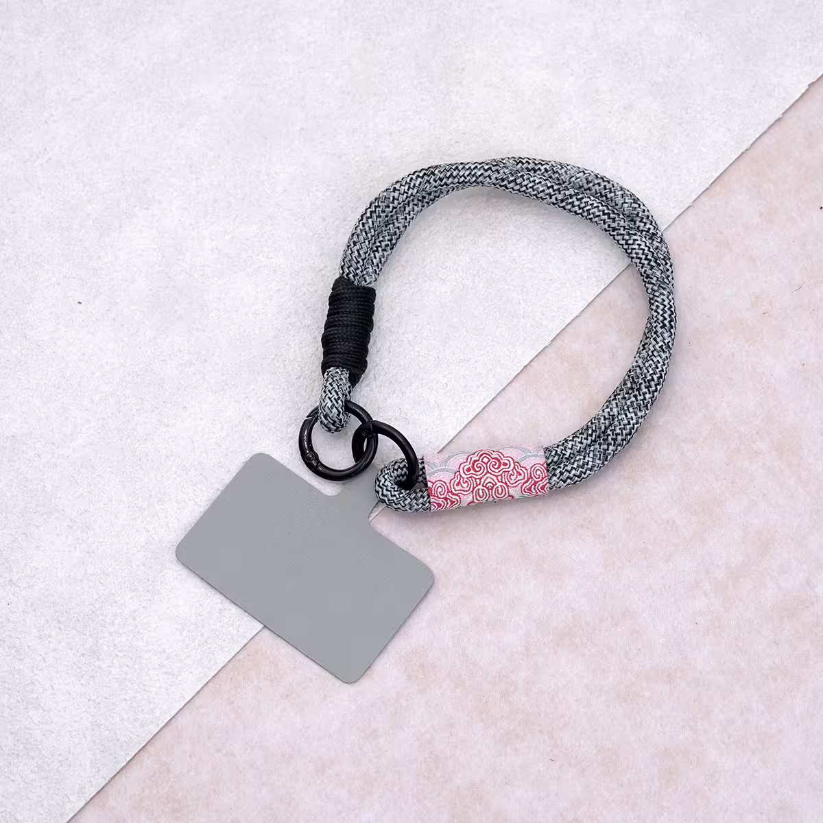 雙線古風祥雲&times;手機腕帶掛繩&times;黑灰-第1張