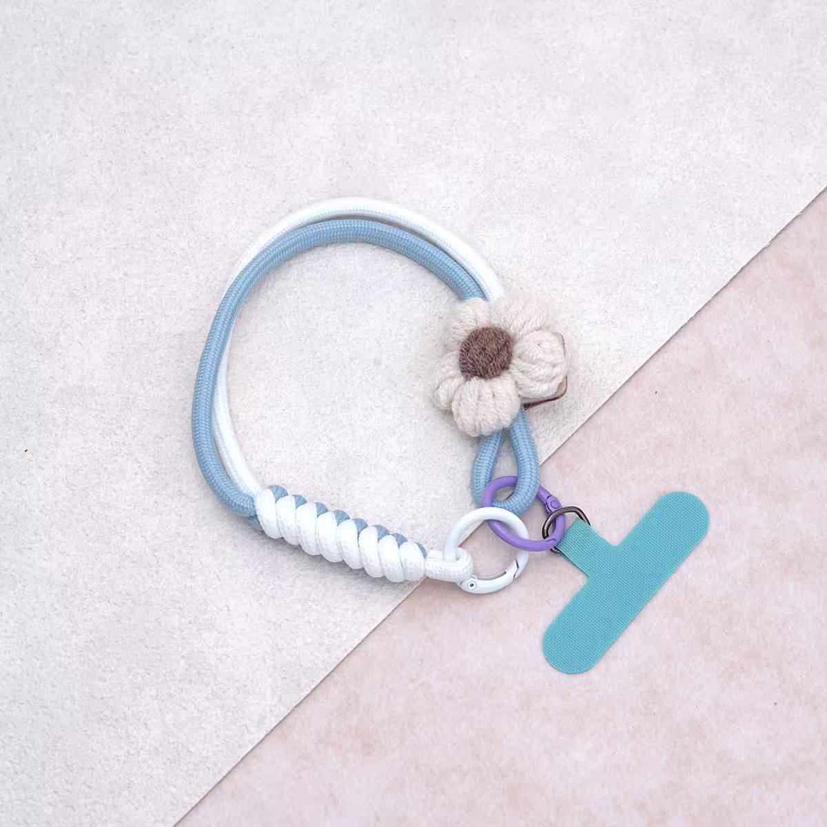 布藝小花朵&times;手機腕帶掛繩&times;藍色-第1張