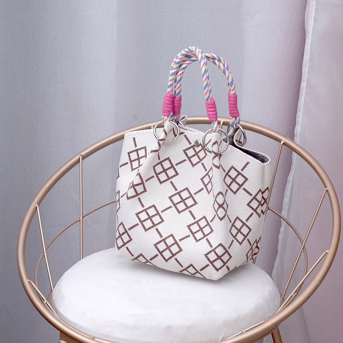 田字線條&times;針織手提袋-第1張