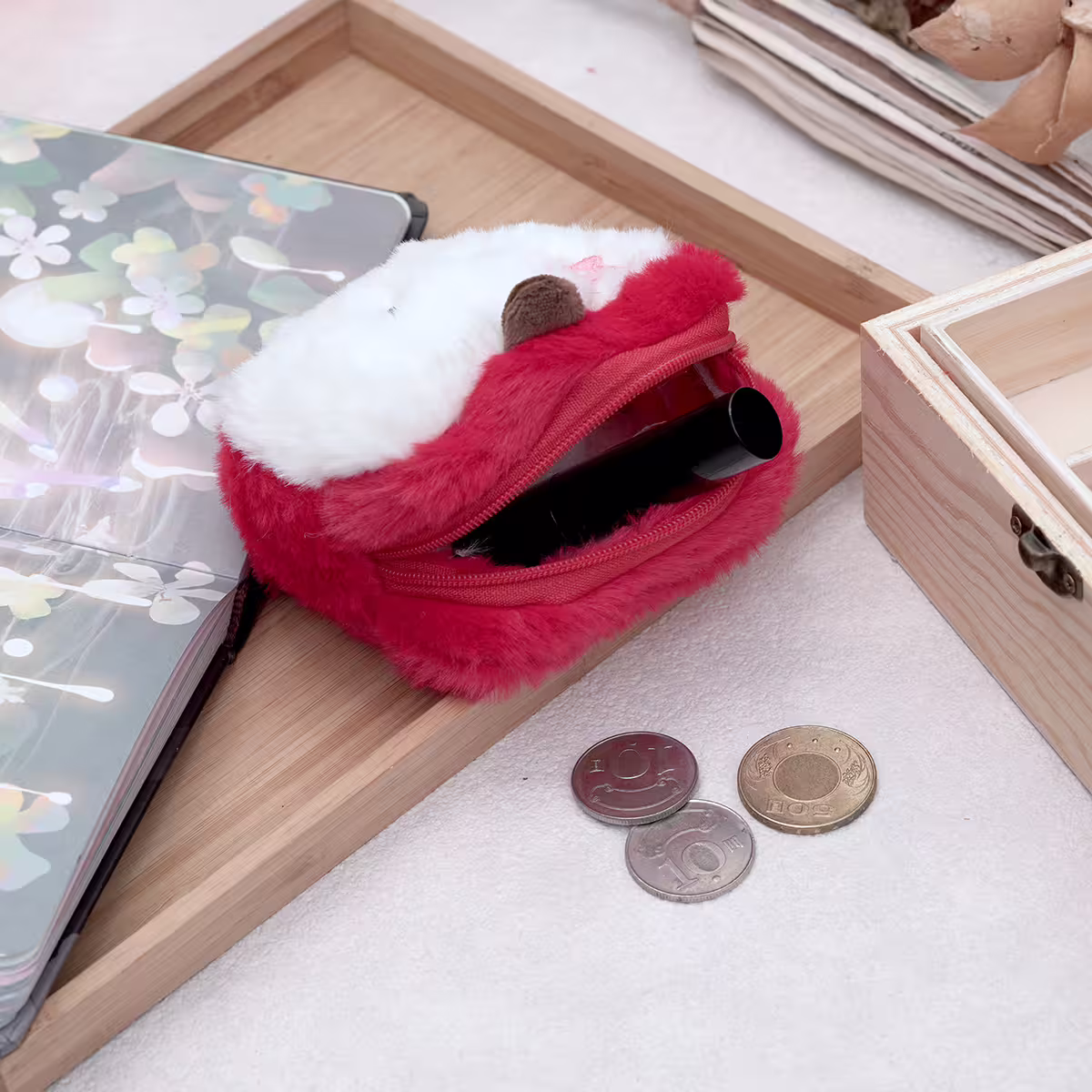 紅蘋果毛絨絨&times;掛件零錢包-第4張