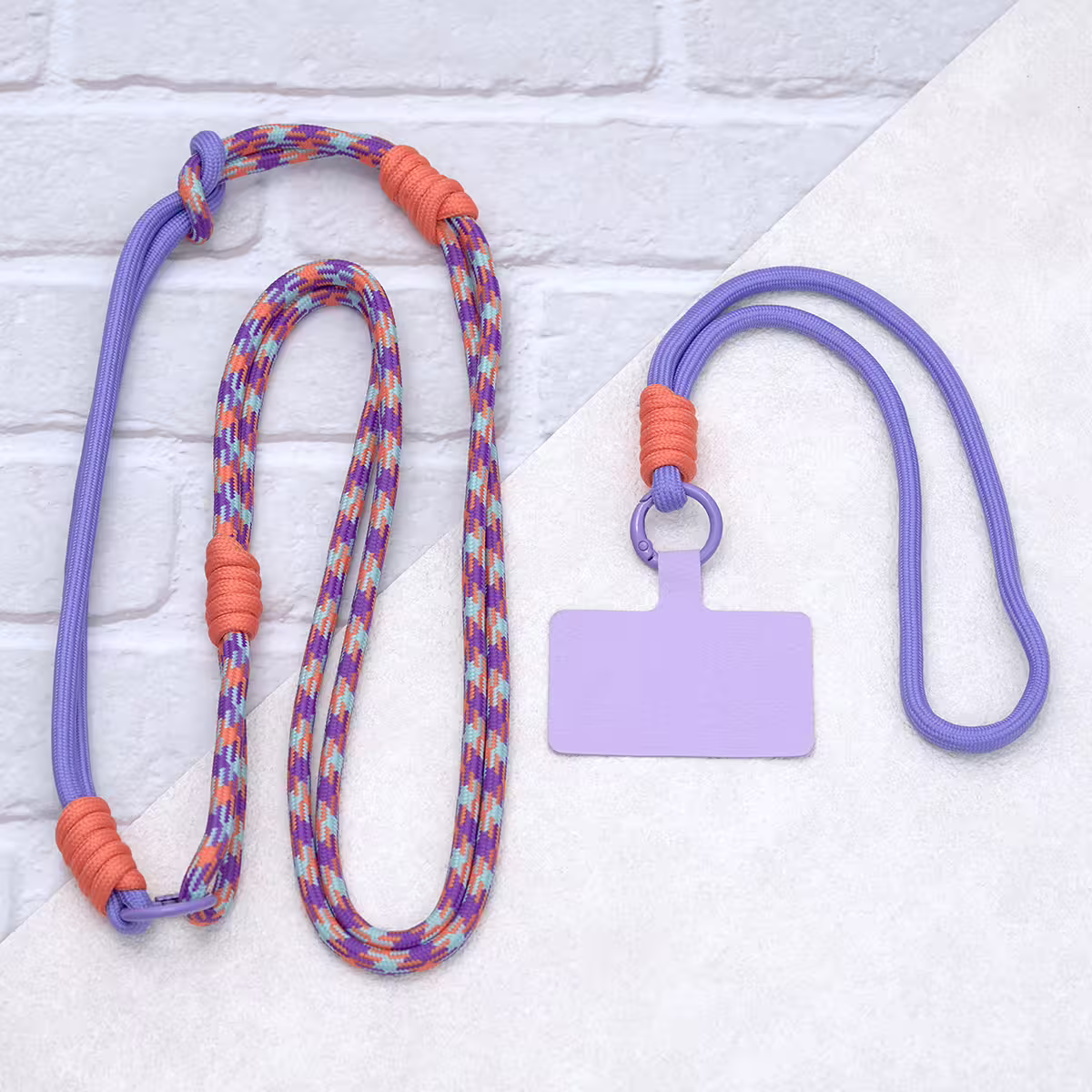 可延長運動風撞色&times;手機斜背&腕帶&times;兩用掛繩&times;紫橘紋理-第2張