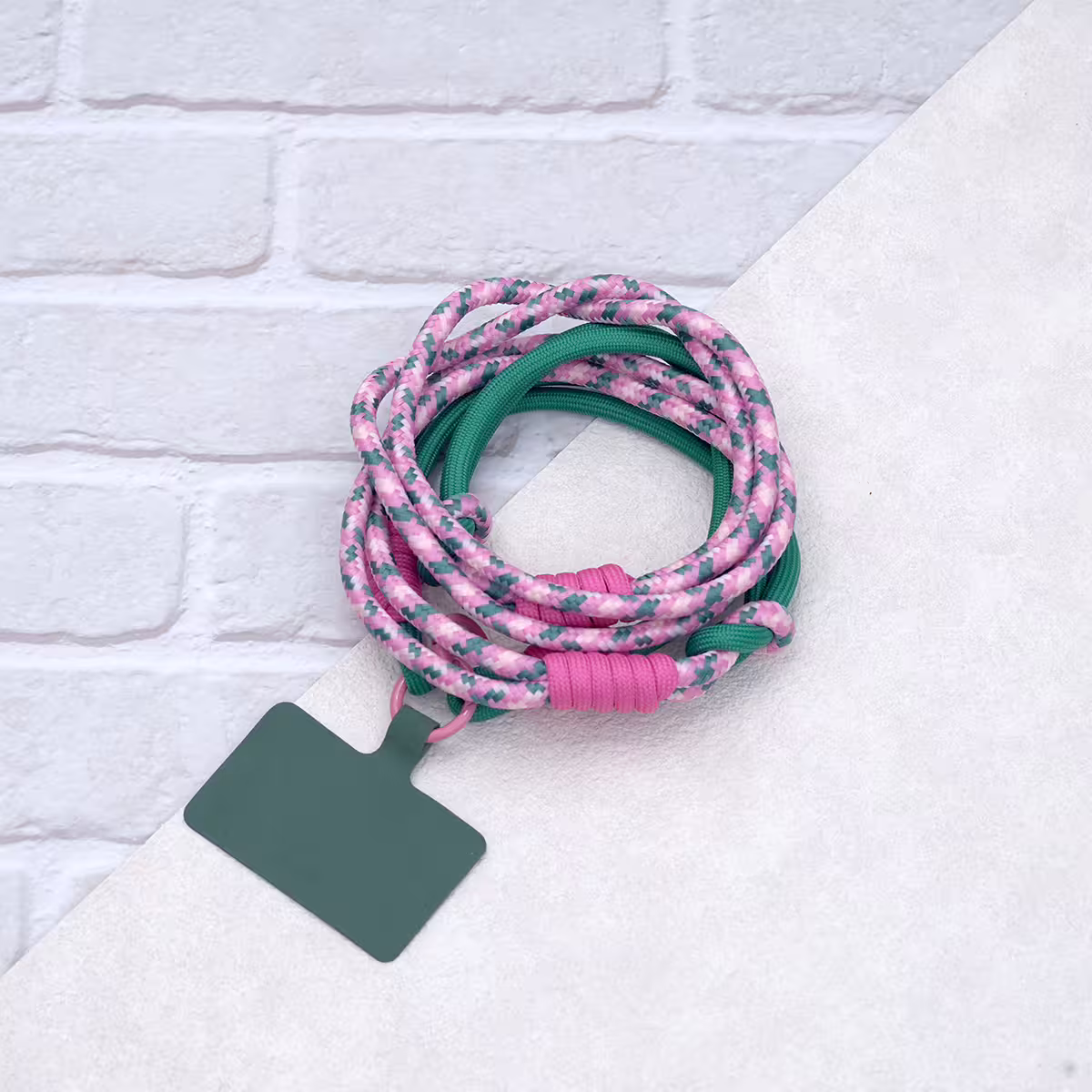 可延長運動風撞色&times;手機斜背&腕帶&times;兩用掛繩&times;綠粉紋理-第2張