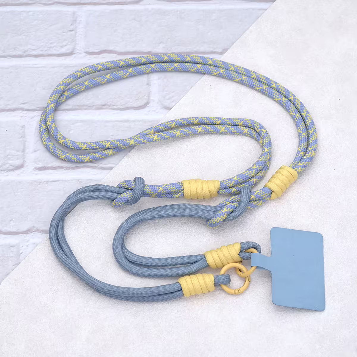 可延長運動風撞色&times;手機斜背&腕帶&times;兩用掛繩&times;灰黃紋理-第1張