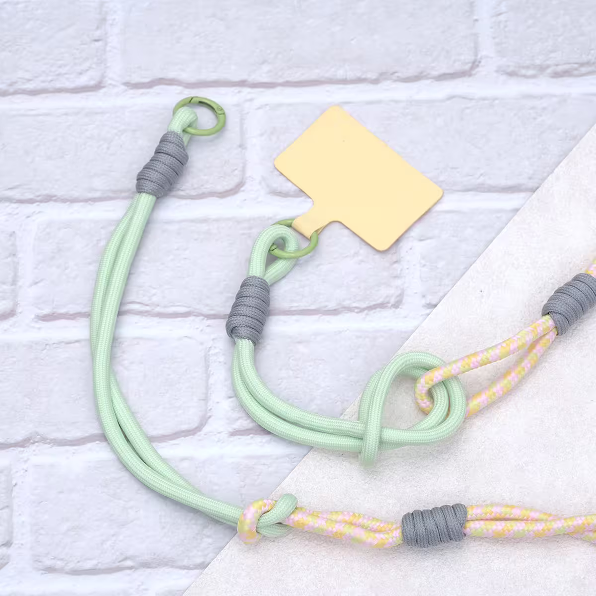 可延長運動風撞色&times;手機斜背&腕帶&times;兩用掛繩&times;黃綠紋理-第3張