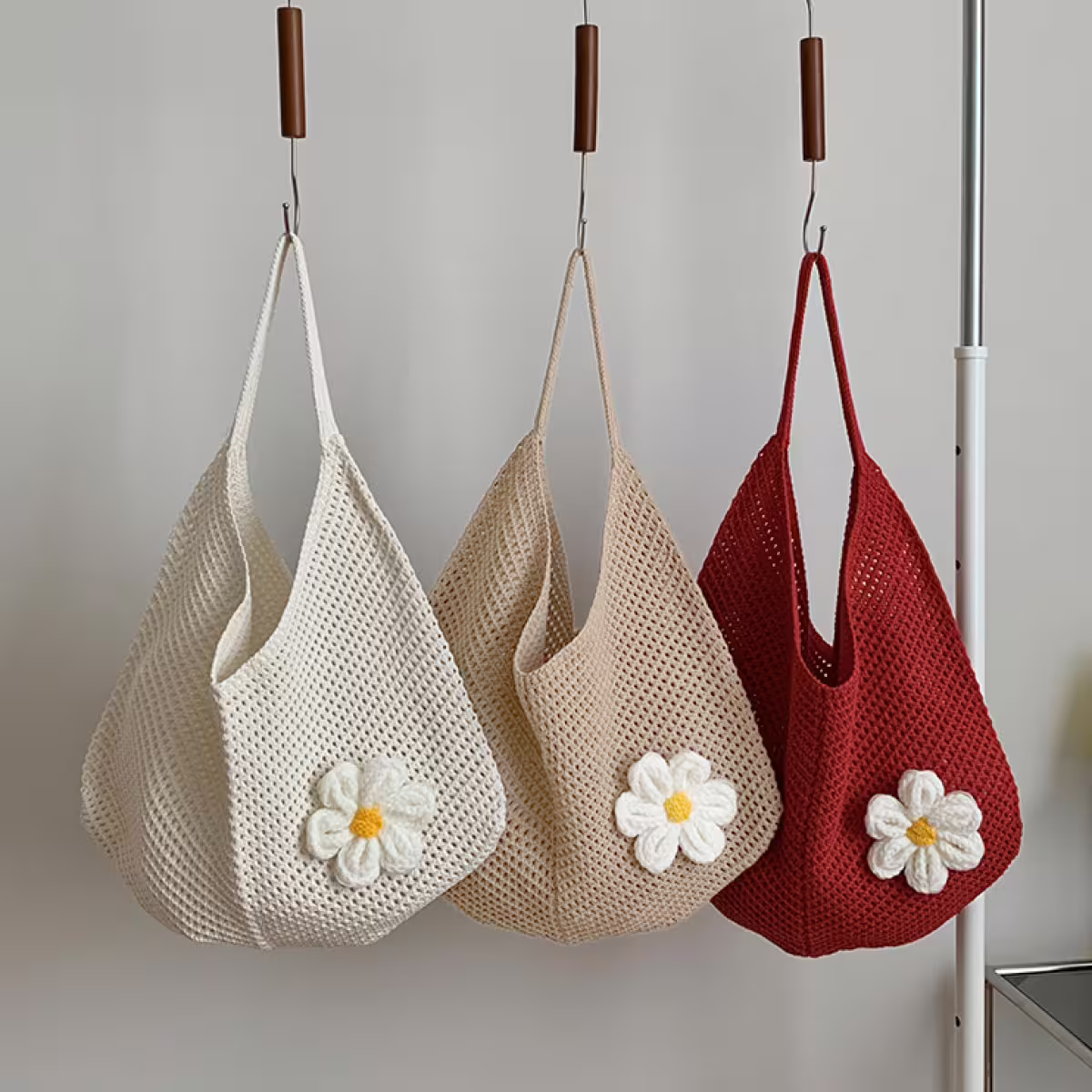 慵懶小花針織&times;肩背包&times;紅色-第6張