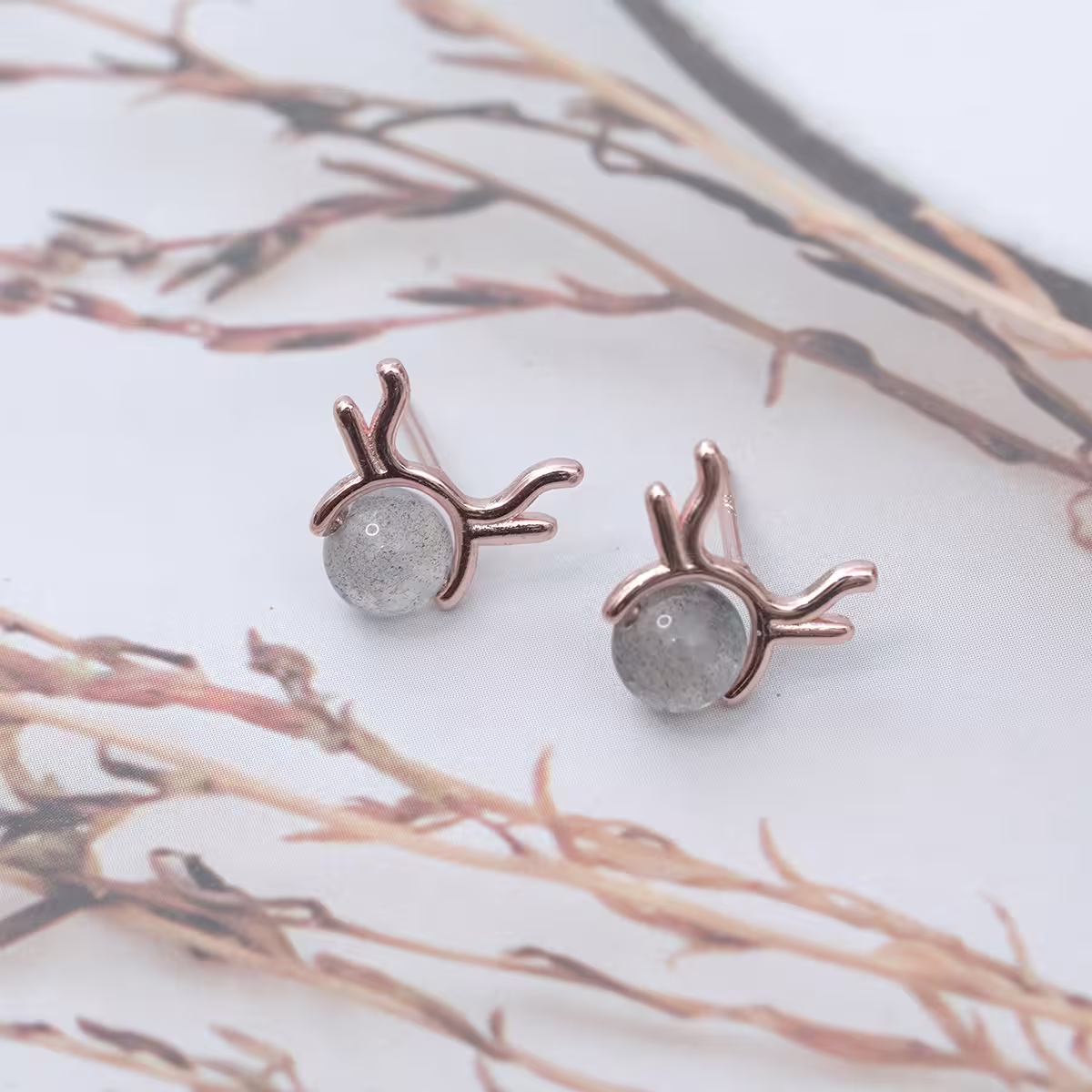 小鹿灰晶&times;耳環-第5張