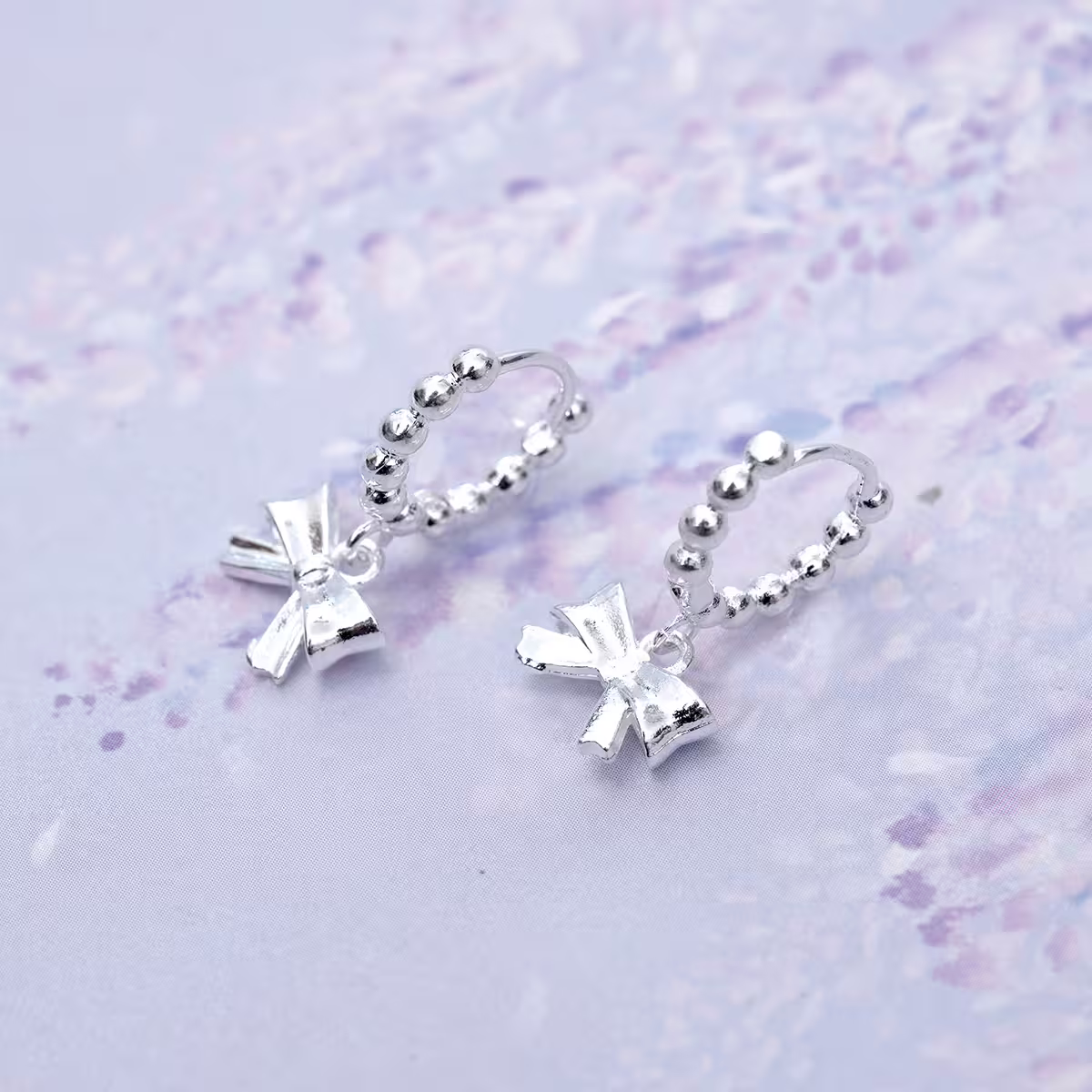 925銀針&times;米珠蝴蝶結&times;耳扣-第1張