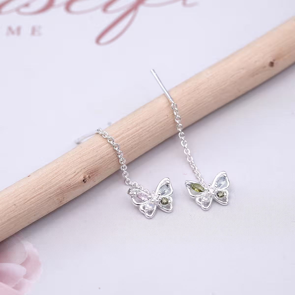 925銀針&times;蝴蝶彩晶&times;耳線-第4張