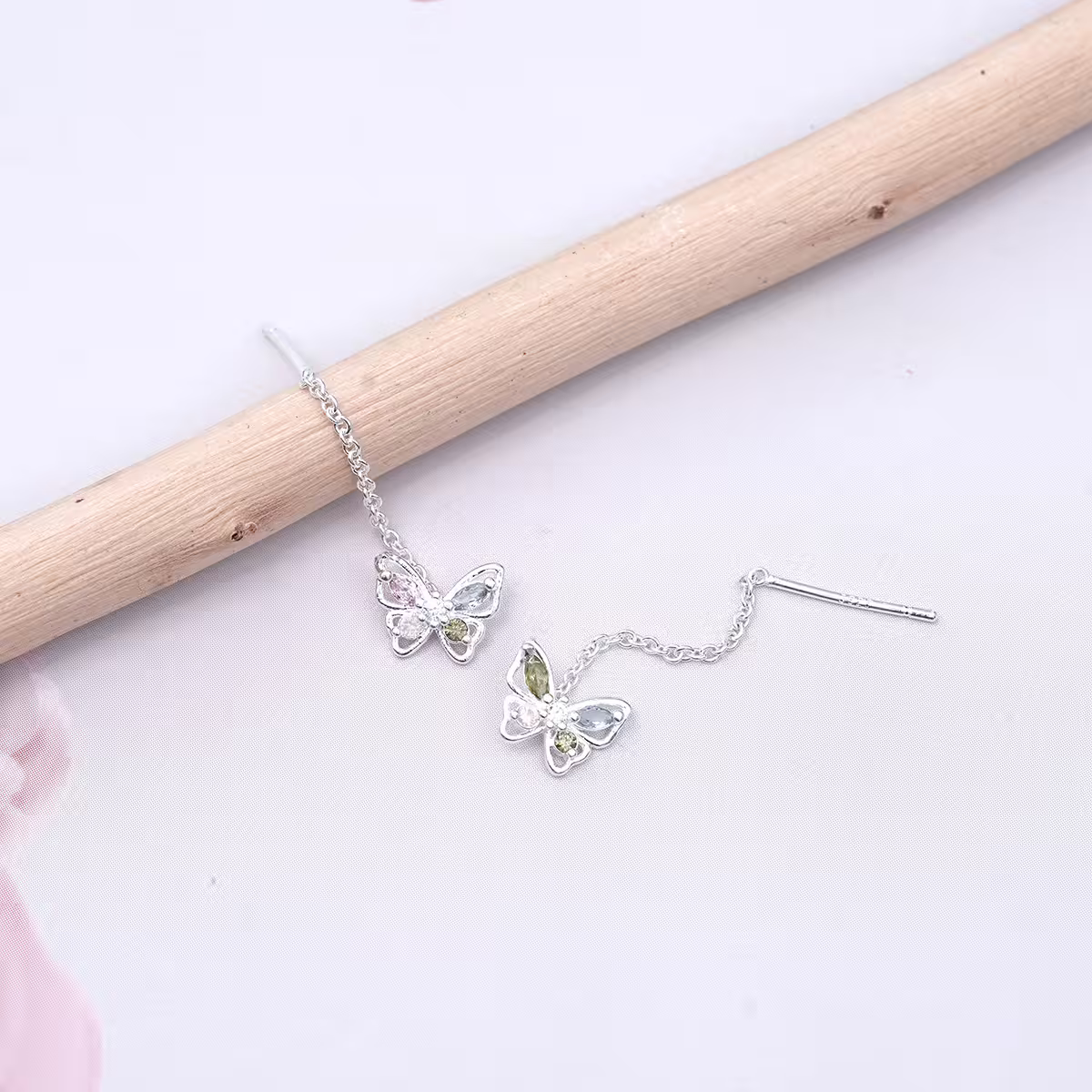 925銀針&times;蝴蝶彩晶&times;耳線-第5張