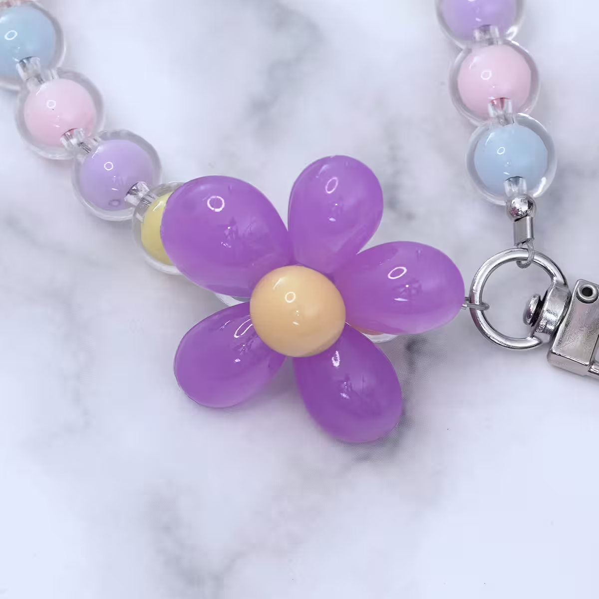 果凍小花朵&times;手機手提吊飾掛繩&times;彩色紫花-第4張