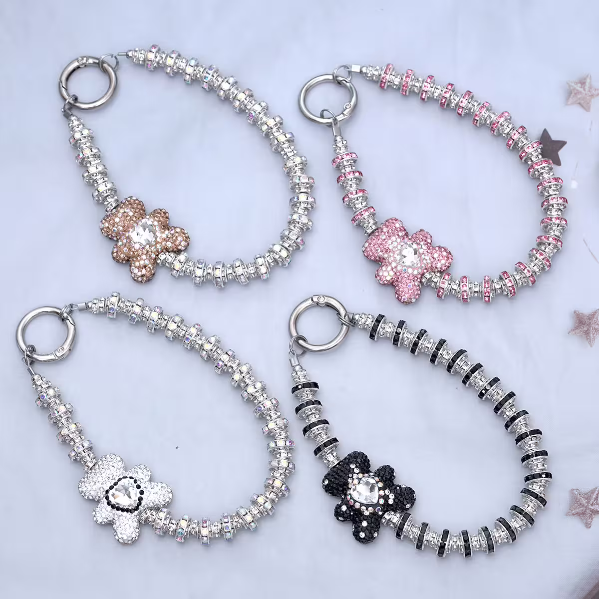 輕奢小熊晶鑽&times;手機腕帶掛繩&times;粉紅-第6張