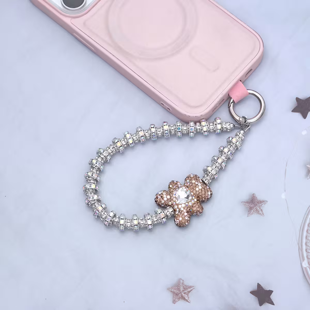 輕奢小熊晶鑽&times;手機腕帶掛繩&times;棕咖-第3張