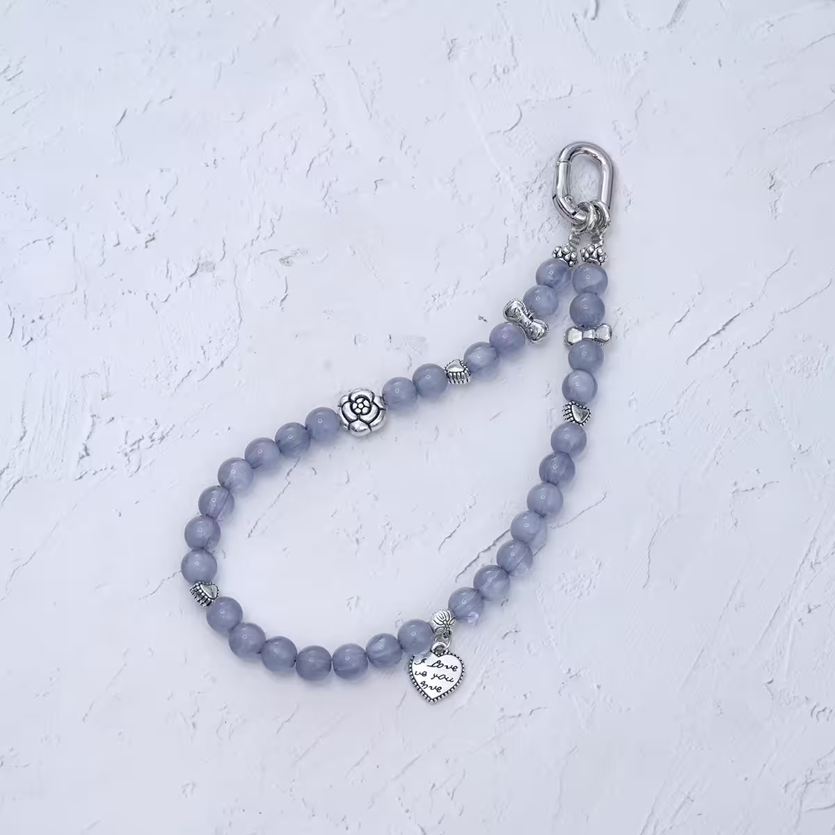 海藍琉璃玫瑰愛心&times;手機腕帶掛繩-第4張