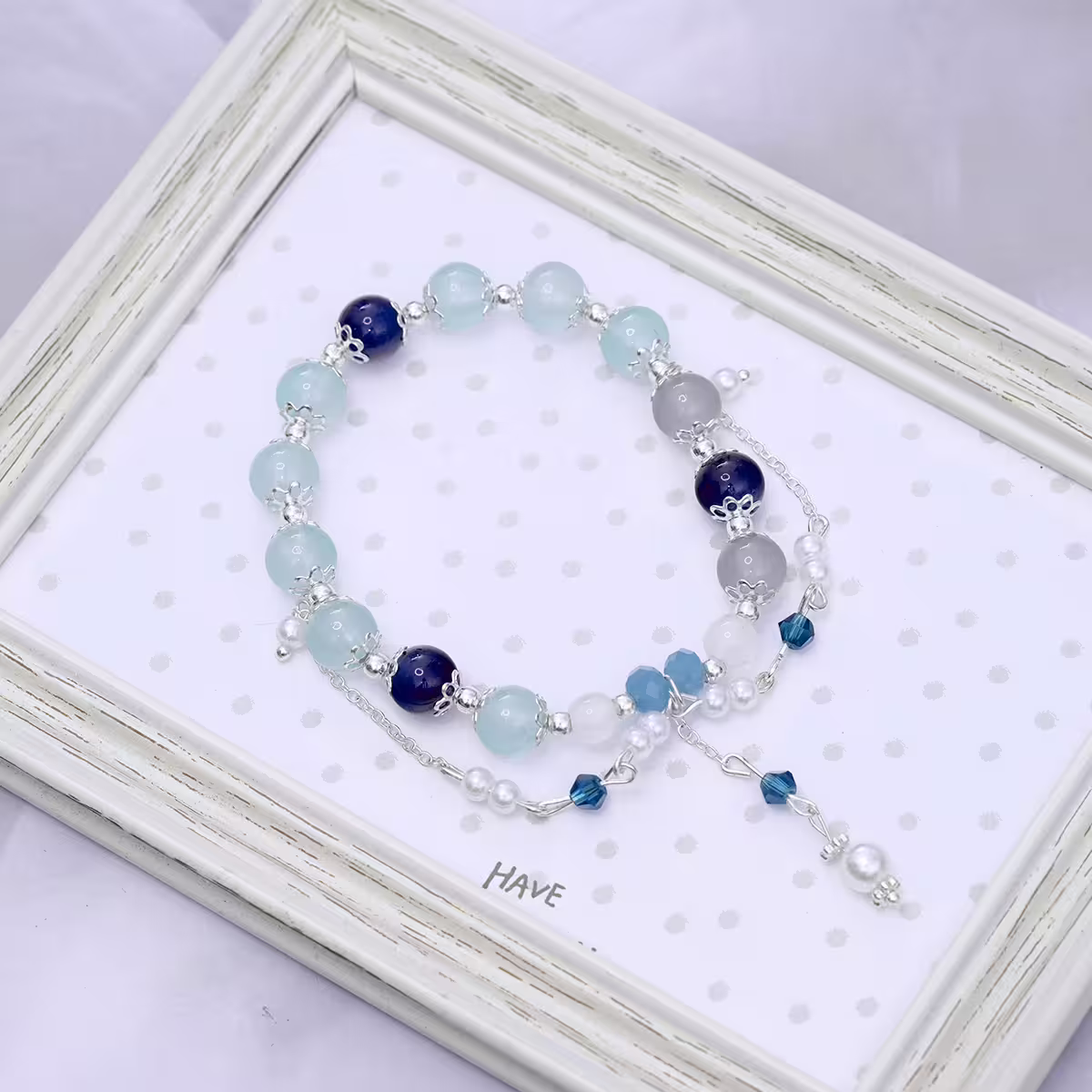琉璃水藍藍&times;固定式串珠手鍊-第2張