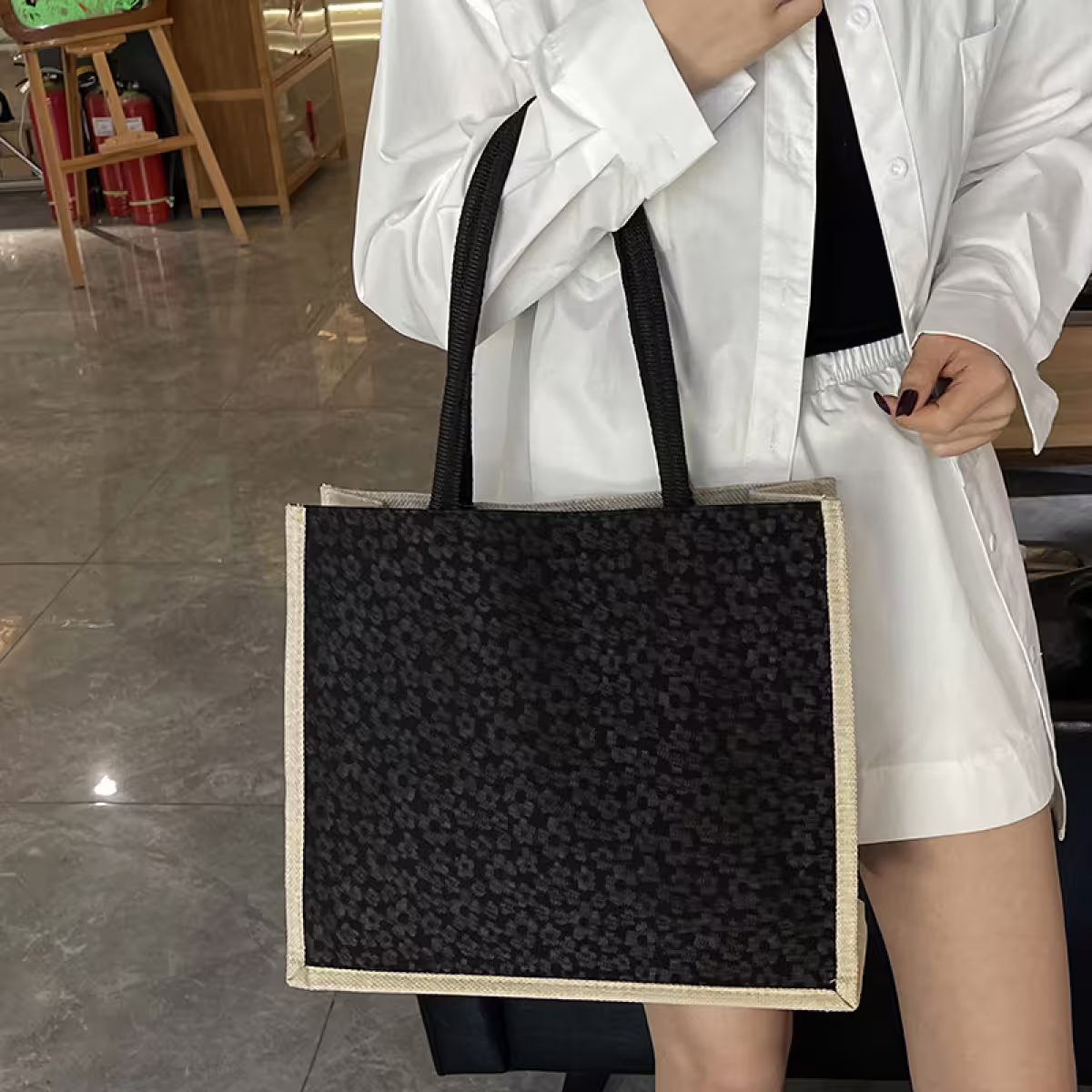 春語小碎花&times;肩背手提袋&times;黑色-第3張