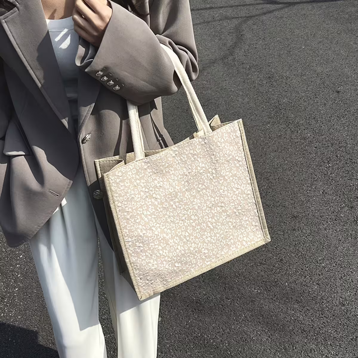 春語小碎花&times;肩背手提袋&times;卡其-第4張