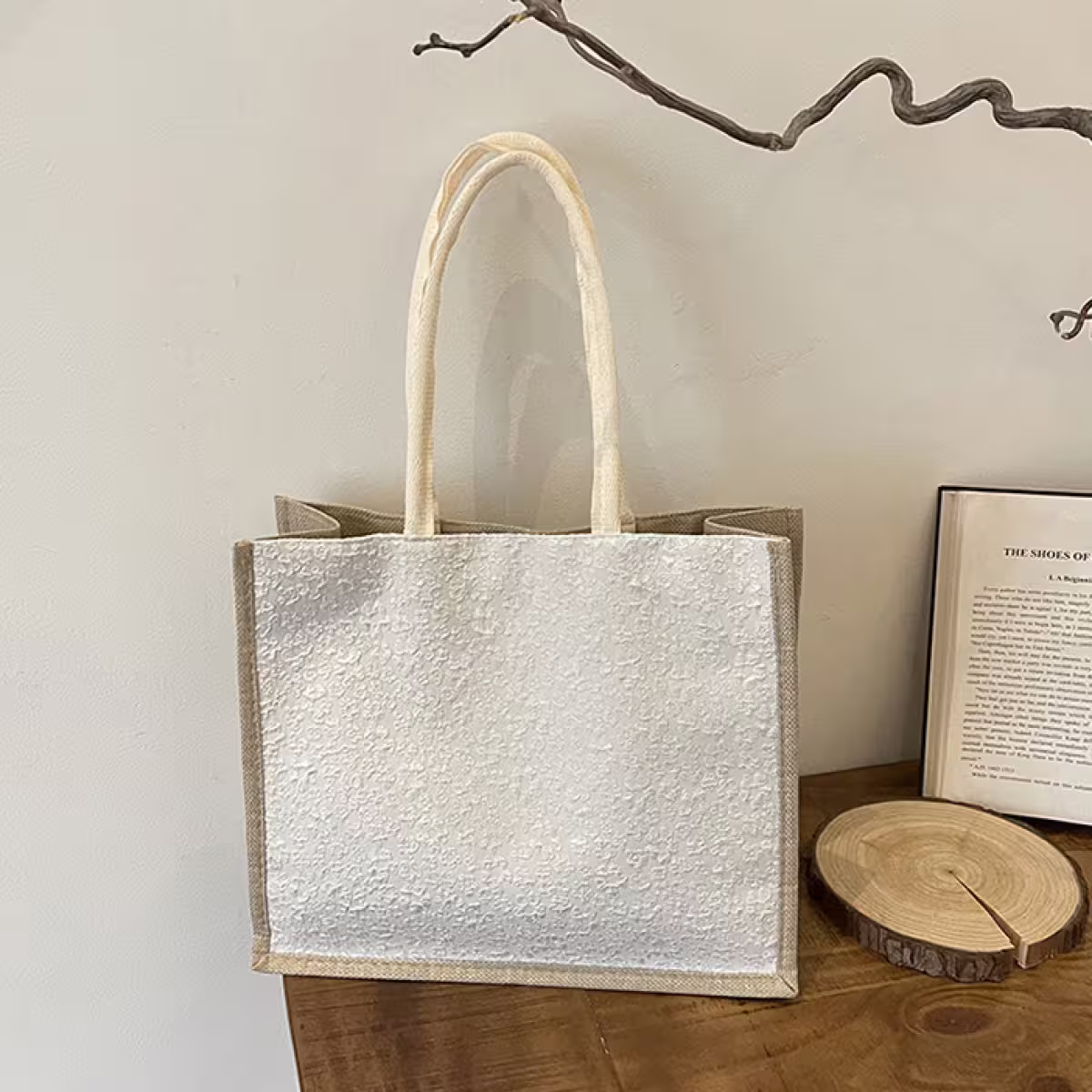 春語小碎花&times;肩背手提袋&times;白色-第1張