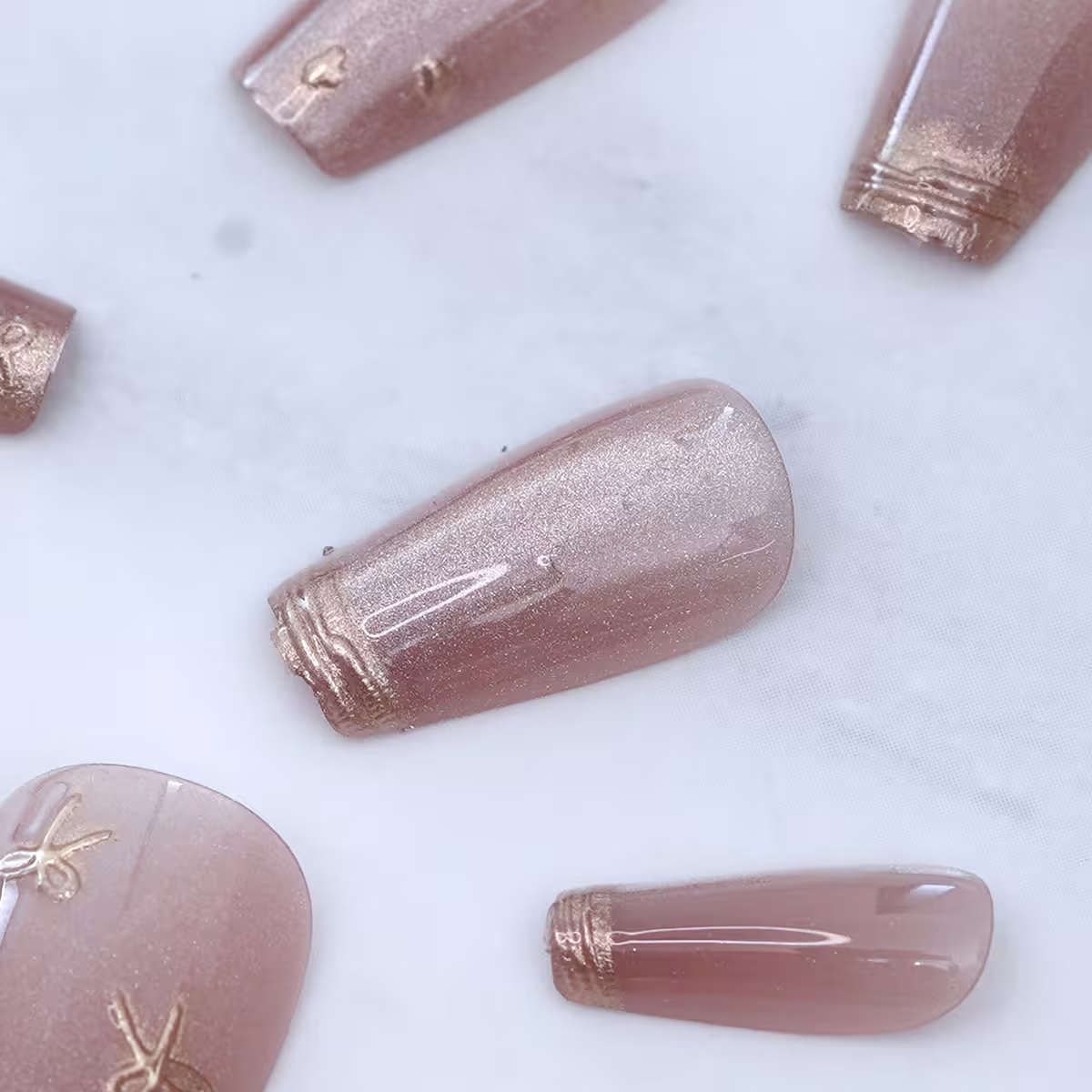 香檳粉紅蝴蝶結亮面&times;穿戴式手指甲片&times;二十四入-第3張