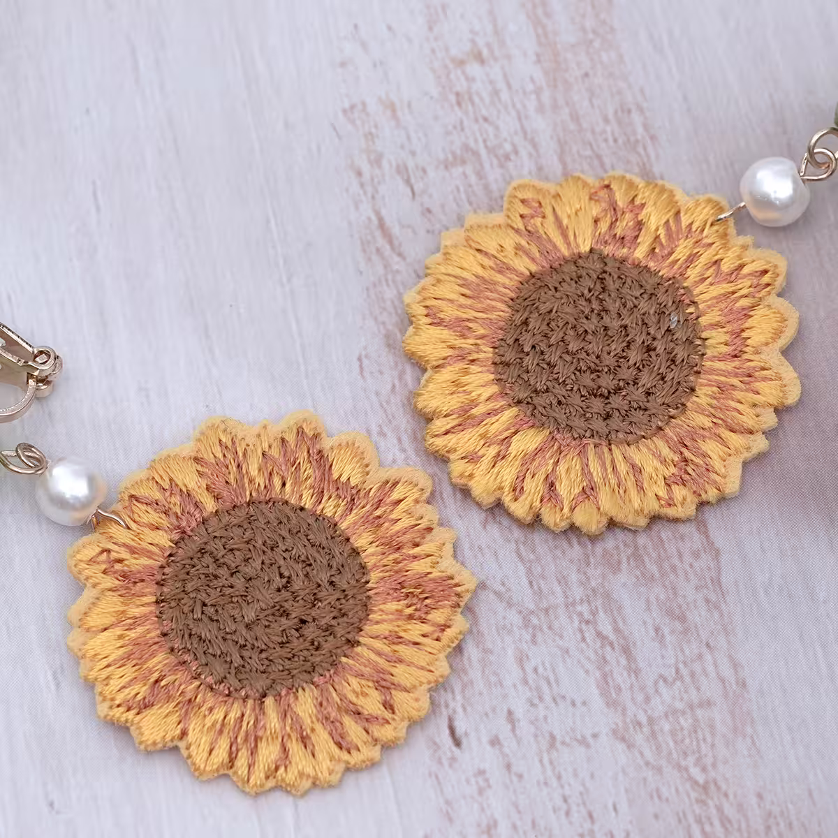 向日葵刺繡&times;三角耳夾-第5張