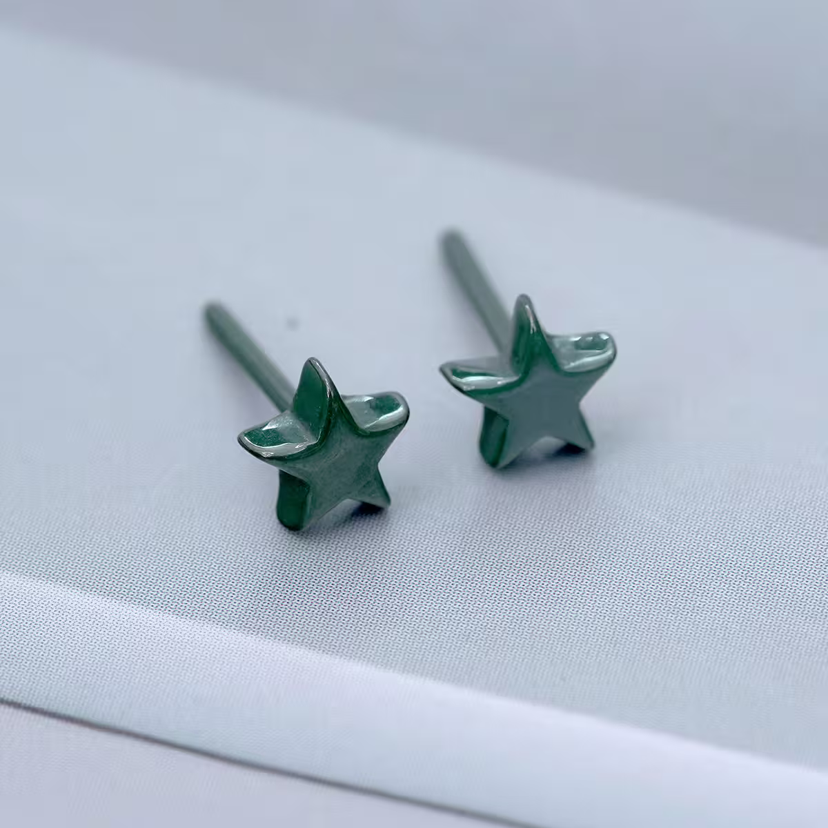 小星星&times;陶瓷&times;養耳棒&times;二套件耳環組&times;深綠-第3張