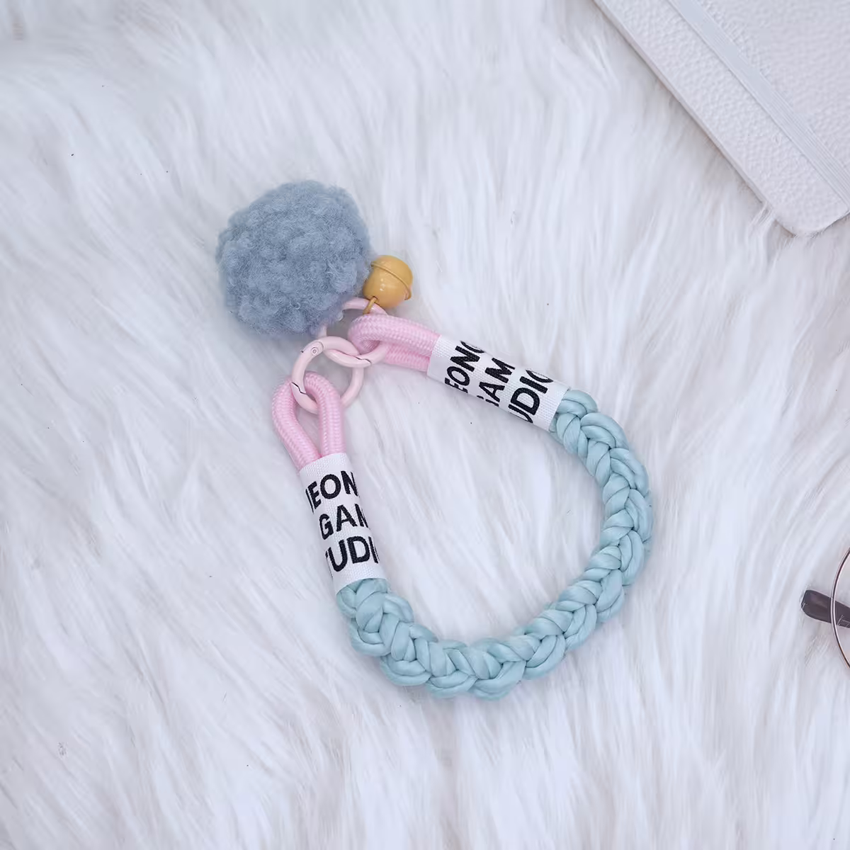 毛球鈴鐺&times;手機腕帶掛繩&times;藍色-第4張