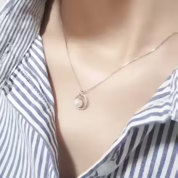 925銀飾×圓心貝珠×鎖骨項鍊