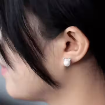 925銀針×小貓珍珠×耳針