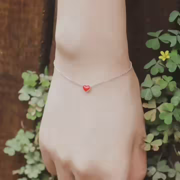 925銀飾×大紅愛心×手鍊