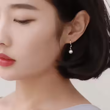 925銀針×波浪曲線珍珠×耳勾