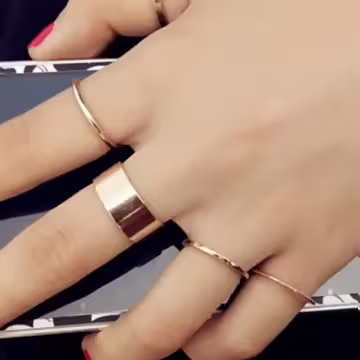 寬環細環×十套件戒指組×金色