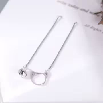 925銀針×貓咪鈴鐺×不對稱耳線