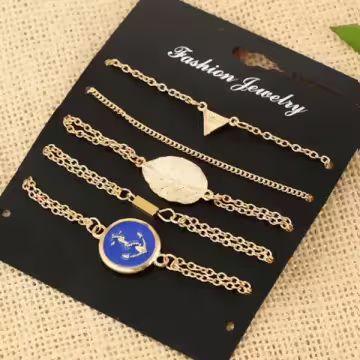 樹葉船錨三角×五套件手鍊組