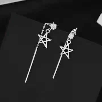 925銀針×閃耀之星×後掛式流蘇耳針