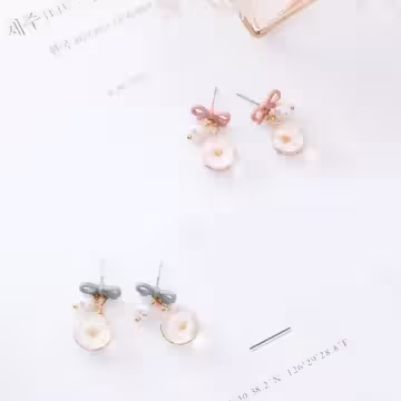 少女心蝴蝶結櫻花琉璃×吊墜耳環×嫩粉