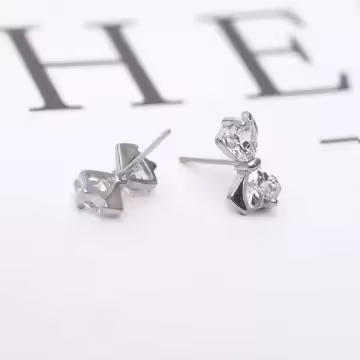 925銀針×晶鑽蝴蝶領結×耳針