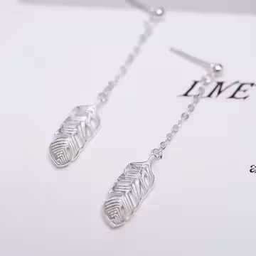 925銀針×小羽毛流蘇×耳針